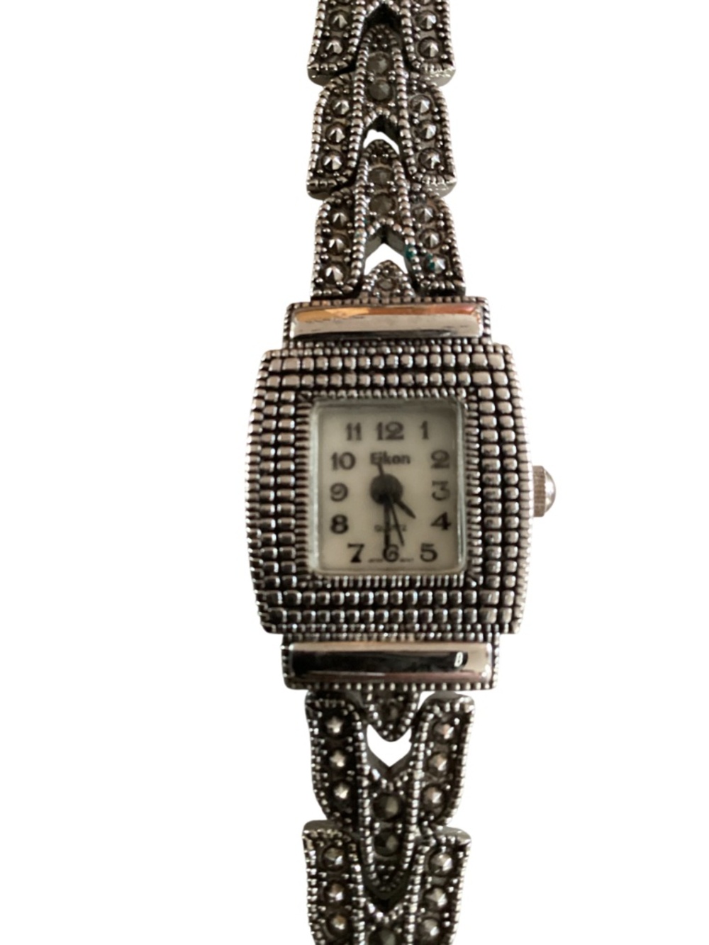 Eikon Ladies Wrist Watch Silver Marcasite Quartz Japan Movement